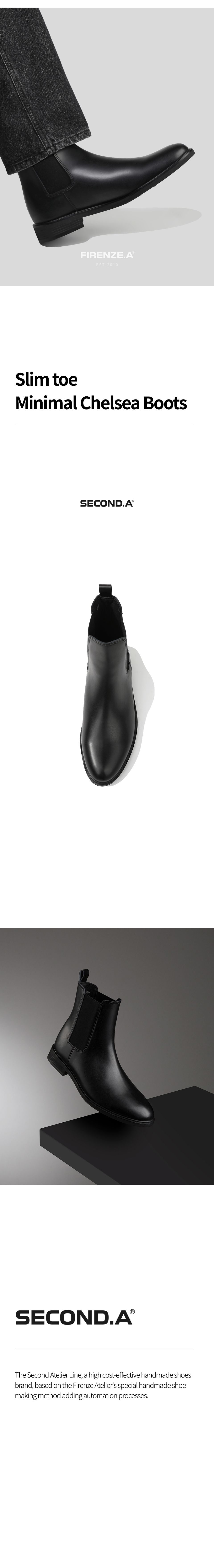 MUSINSA | FIRENZE ATELIER Slim toe Minimal Chelsea Boots