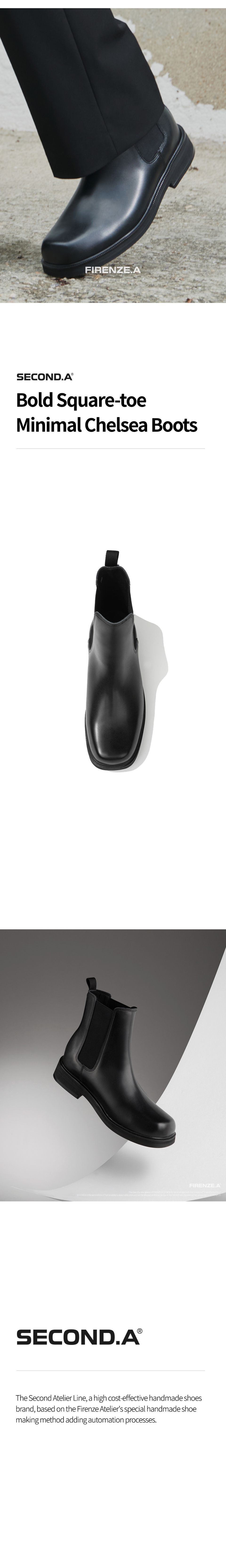 MUSINSA | FIRENZE ATELIER Bold Square-toe Minimal Chelsea Boots