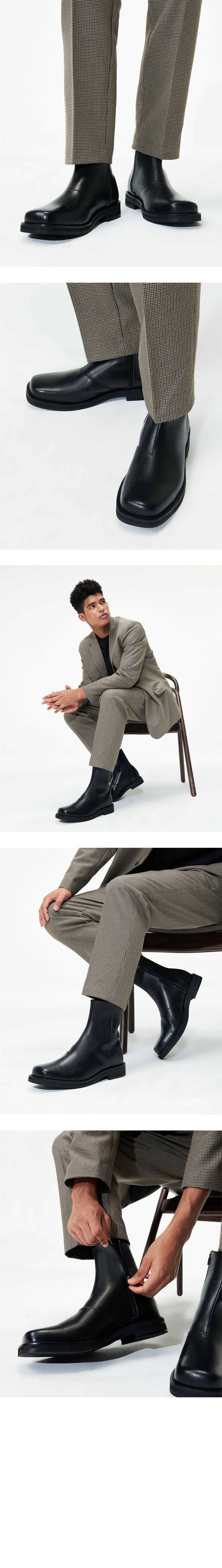 MUSINSA | FIRENZE ATELIER Minimal Square Toe Zip-up Boots