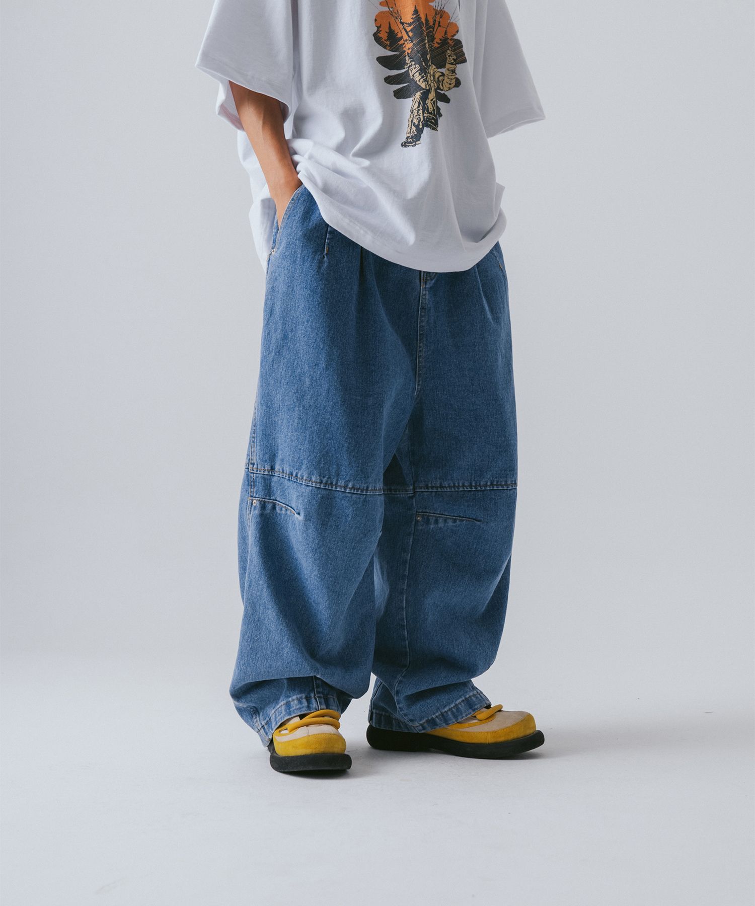 【ANGLAN】24SS★ [AG] Lazy Dart Denim Balloon Pants AG] Lazy Dart Denim Balloon Pants - Black - ANGLAN
