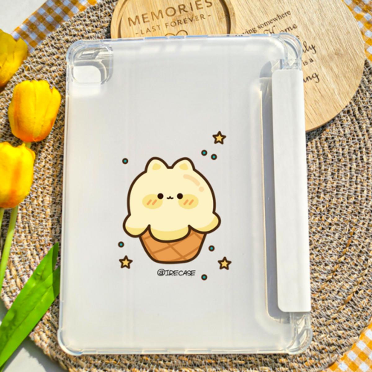 이레케이스앤굿즈(IRECASEGOODS) 냥이 아이스크림 아이패드 7/8/9세대 10.2인치 미니 에어M2 프로M4/3/4/5/6/7세대 애플펜슬 수납