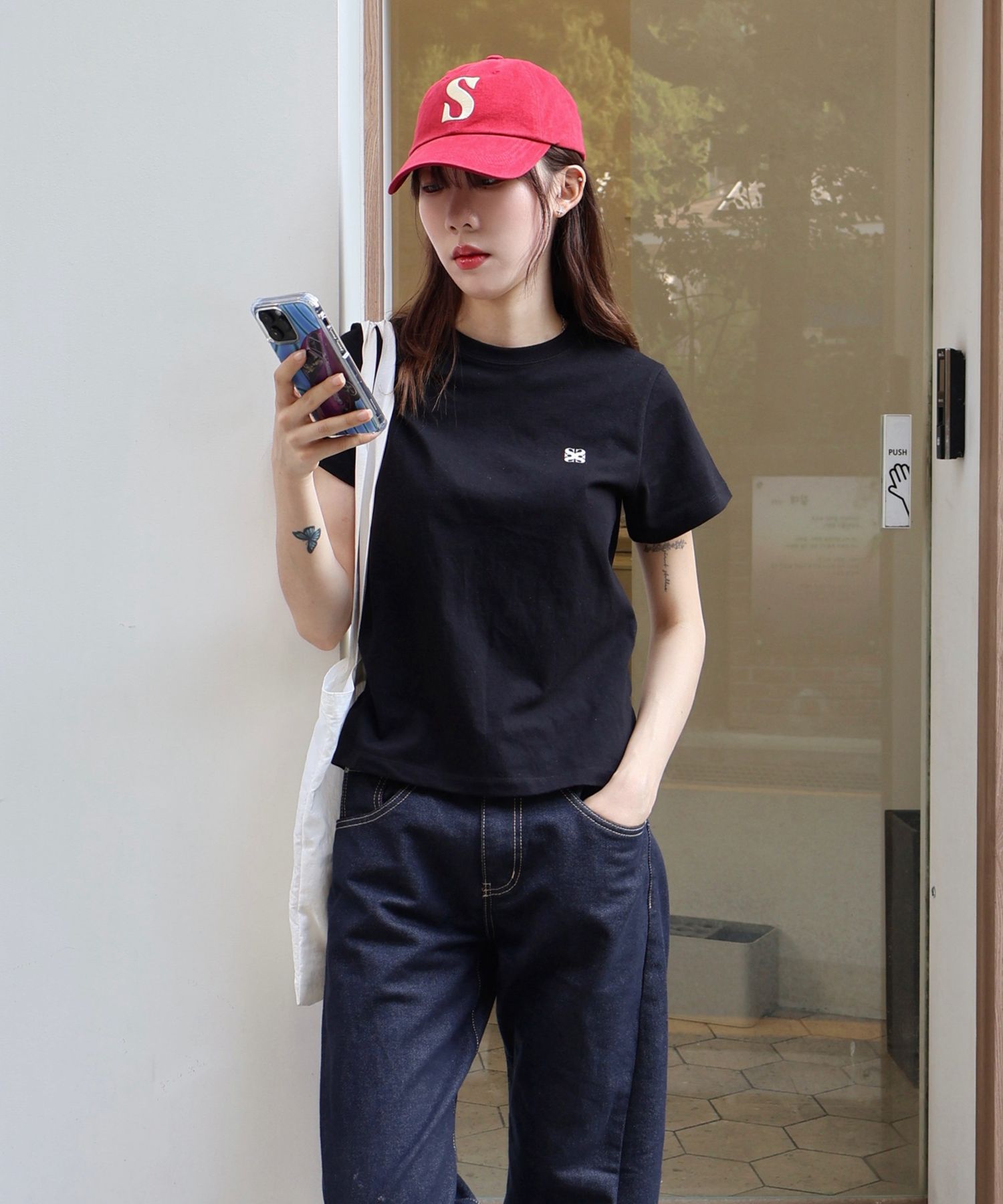 ◆SATUR◆ Small Logo Print Short Sleeve T-Shirt 2COLOR MUSINSA | SATUR Small logo printing short sleeve t-shirt 2COLOR