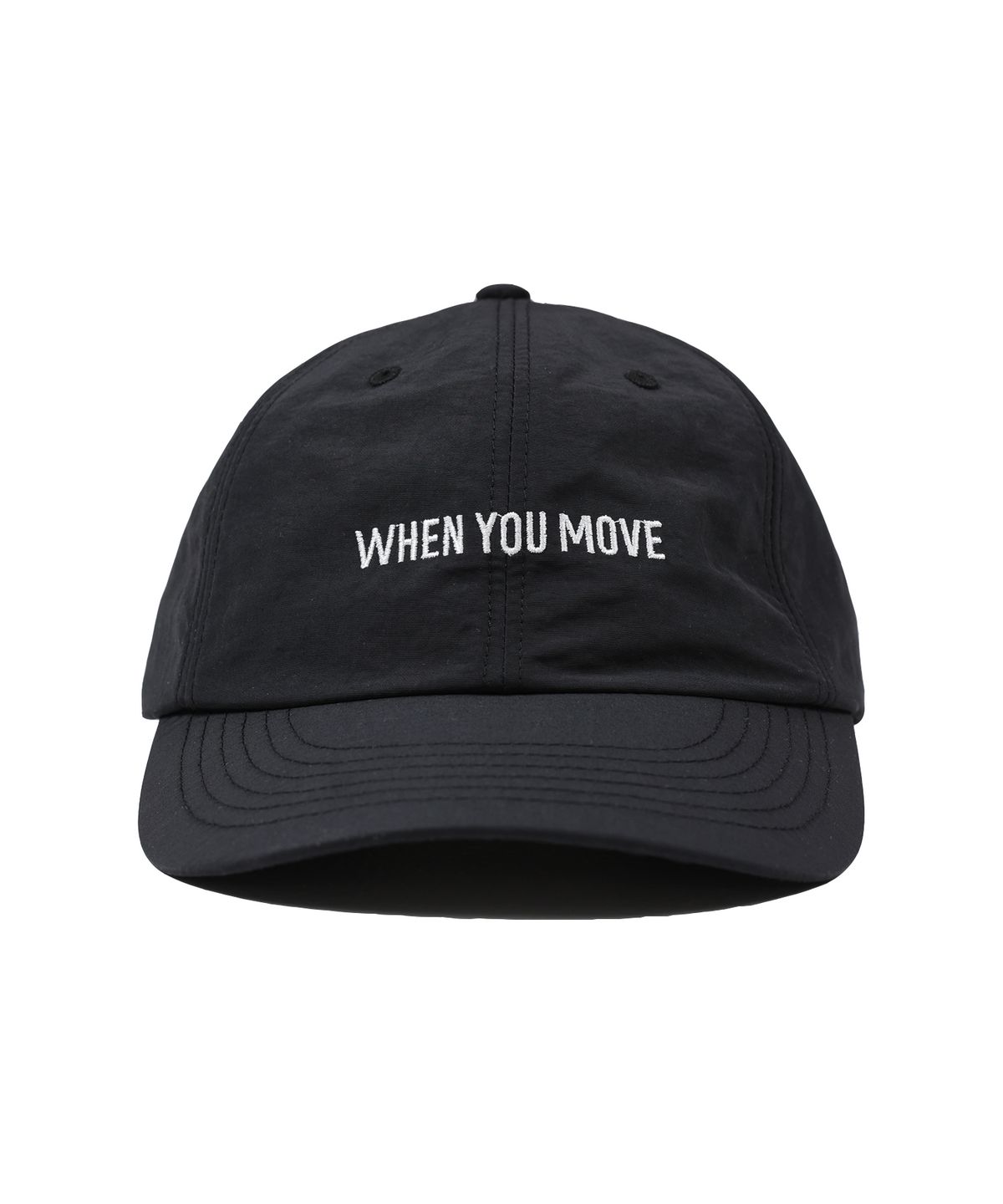 웬유무브(WHEN YOU MOVE) 나일론 로고 자수 볼캡 블랙