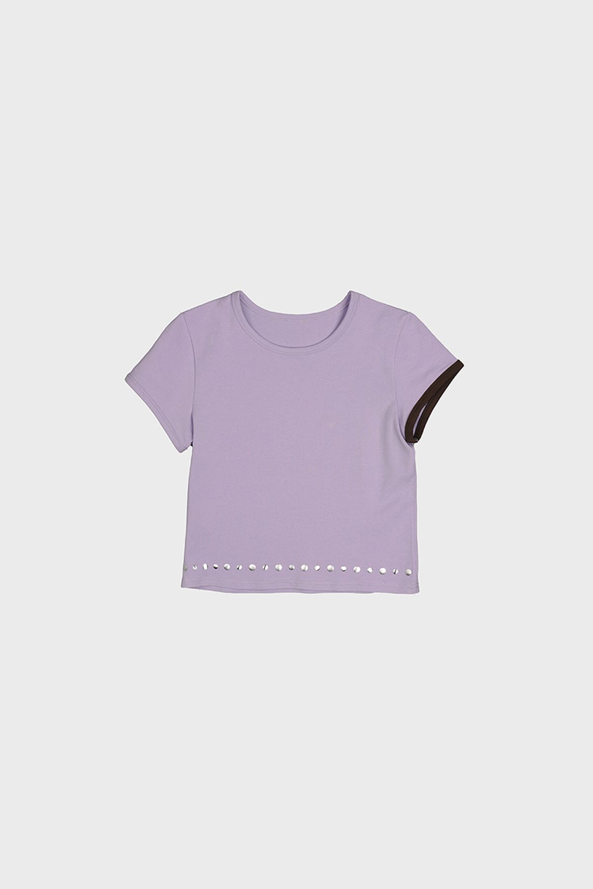 데어드(DARED) ASYMMETRICAL SLEEVE BEACH TEE IN PURPLE/BROWN