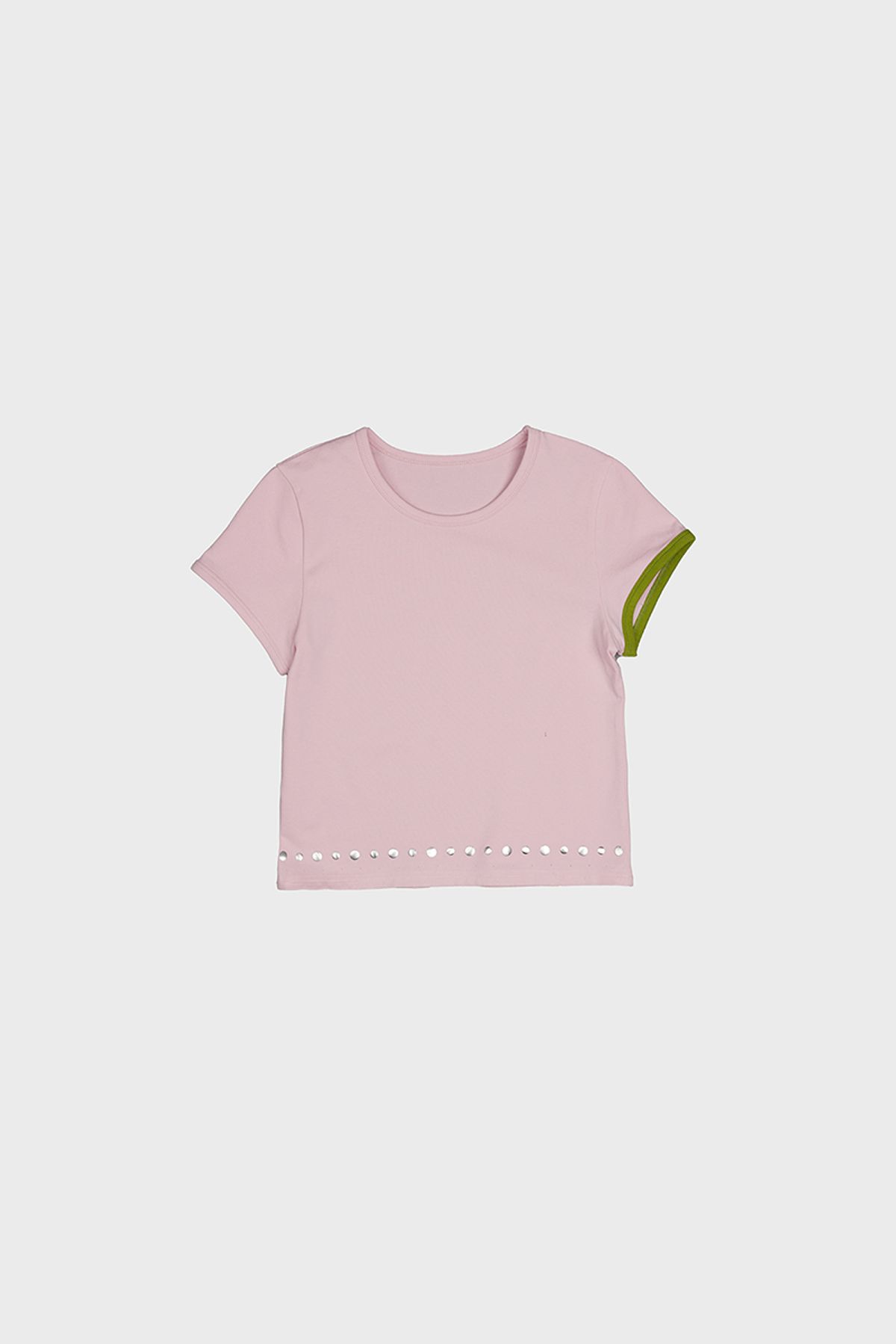 데어드(DARED) ASYMMETRICAL SLEEVE BEACH TEE IN PINK/GREEN