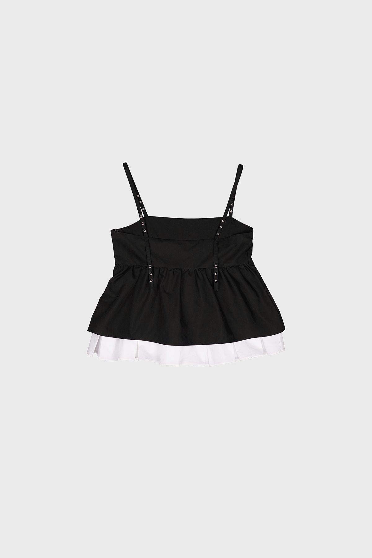 데어드(DARED) EYELET STRAP PLEATS LAYERED TOP