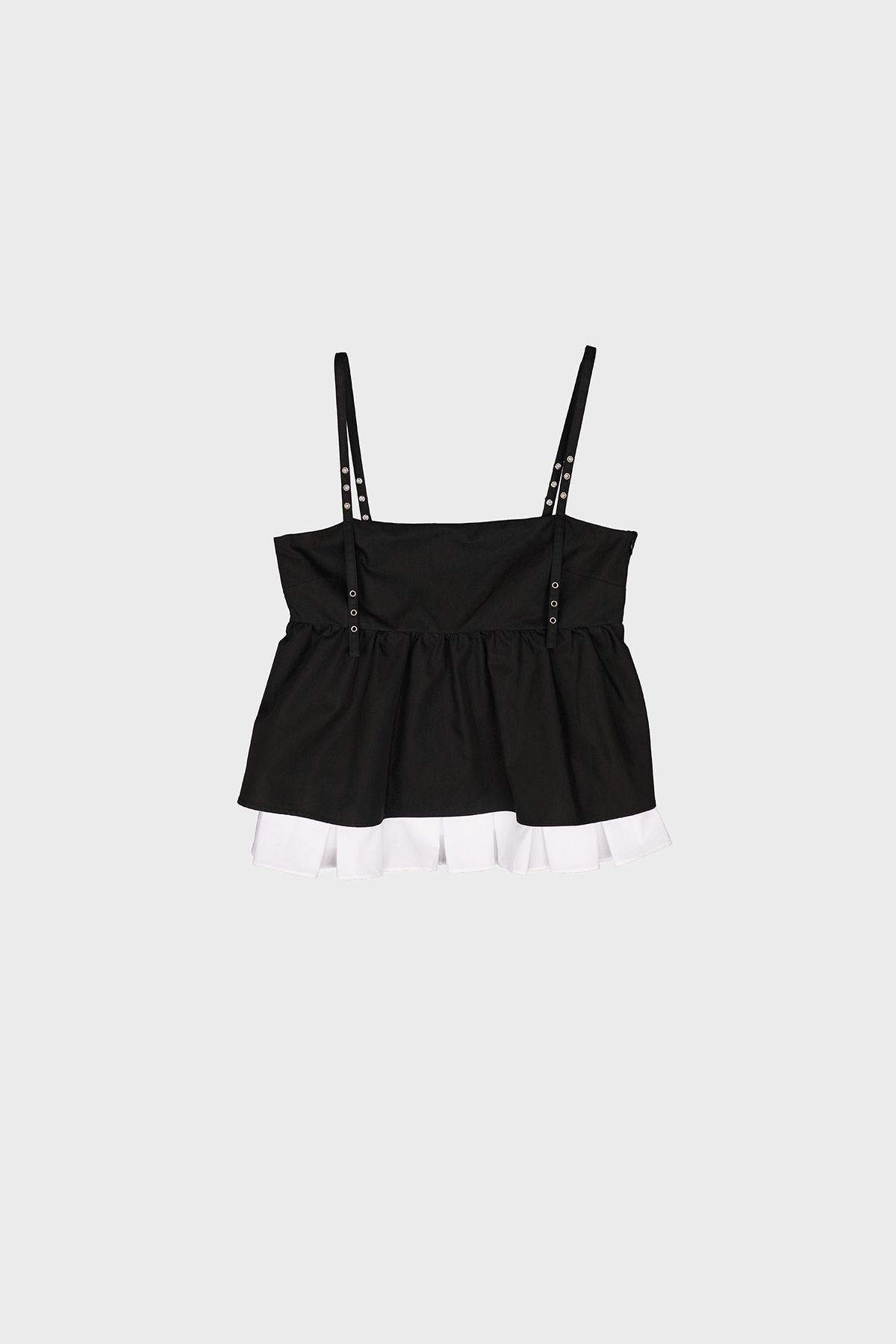 데어드(DARED) EYELET STRAP PLEATS LAYERED TOP