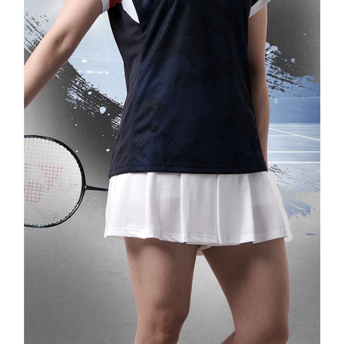 요넥스(YONEX) 24 F/W 국가대표 여성 게임웨어 치마바지 (화이트/네이비블루)