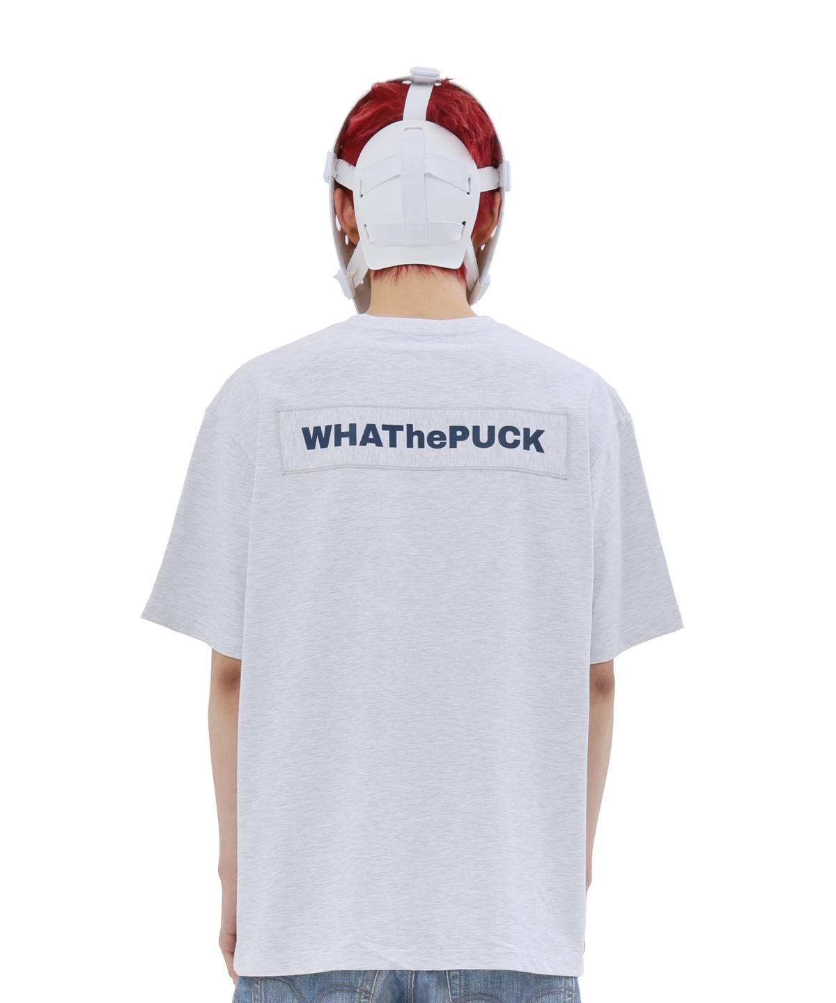 왓더퍽(WHATHEPUCK) PUCK 로고 티셔츠 메란지/네이비