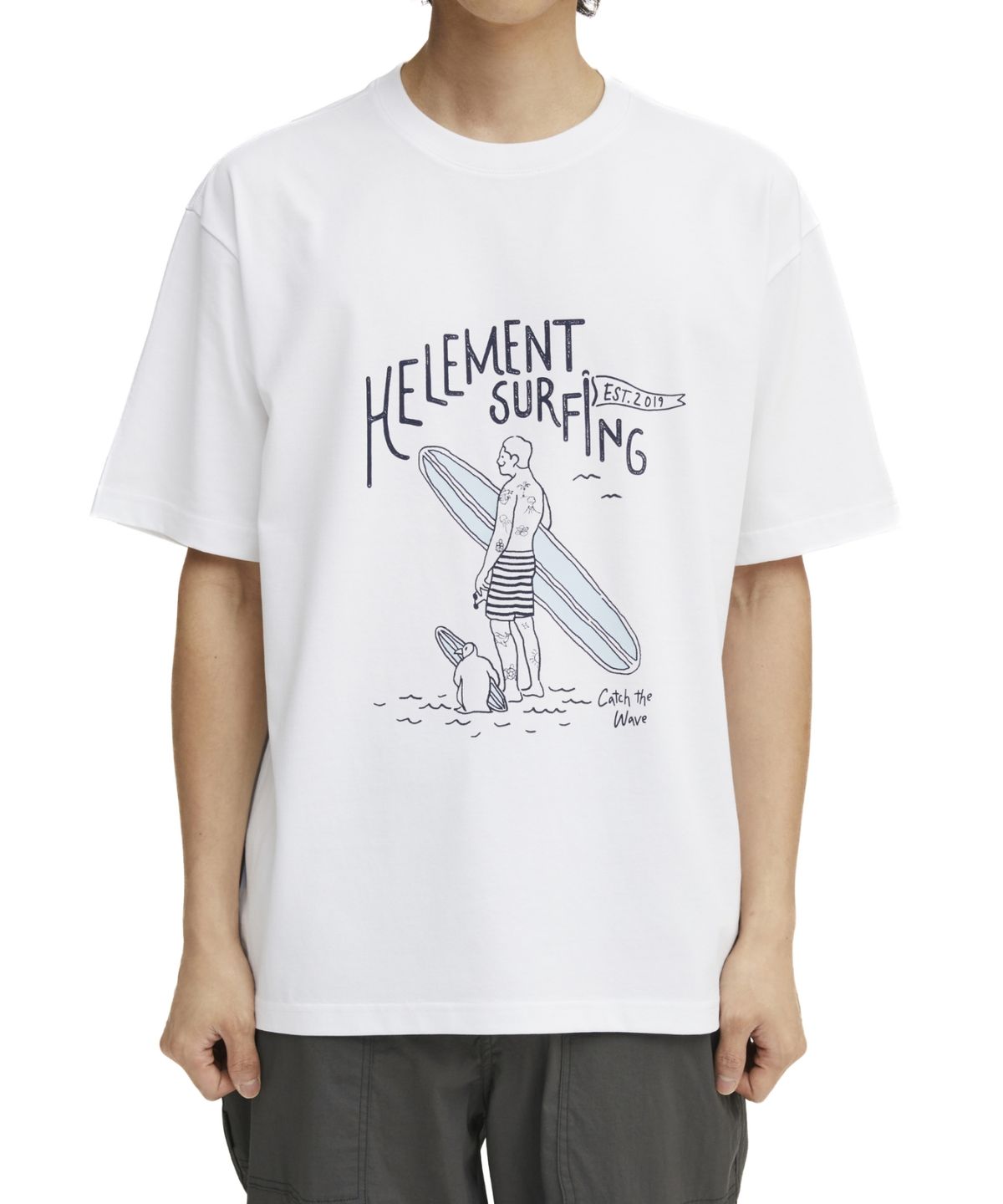 힐리먼트(HELEMENT) 서핑 타투 반팔티셔츠 (WHITE)