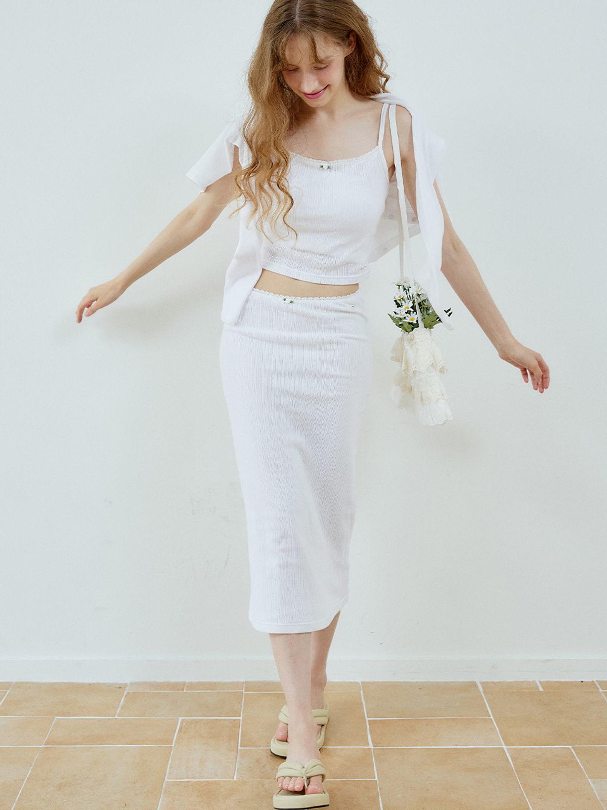 더블힙스(HHIPS) 아일렛 롱 스커트(아이보리)