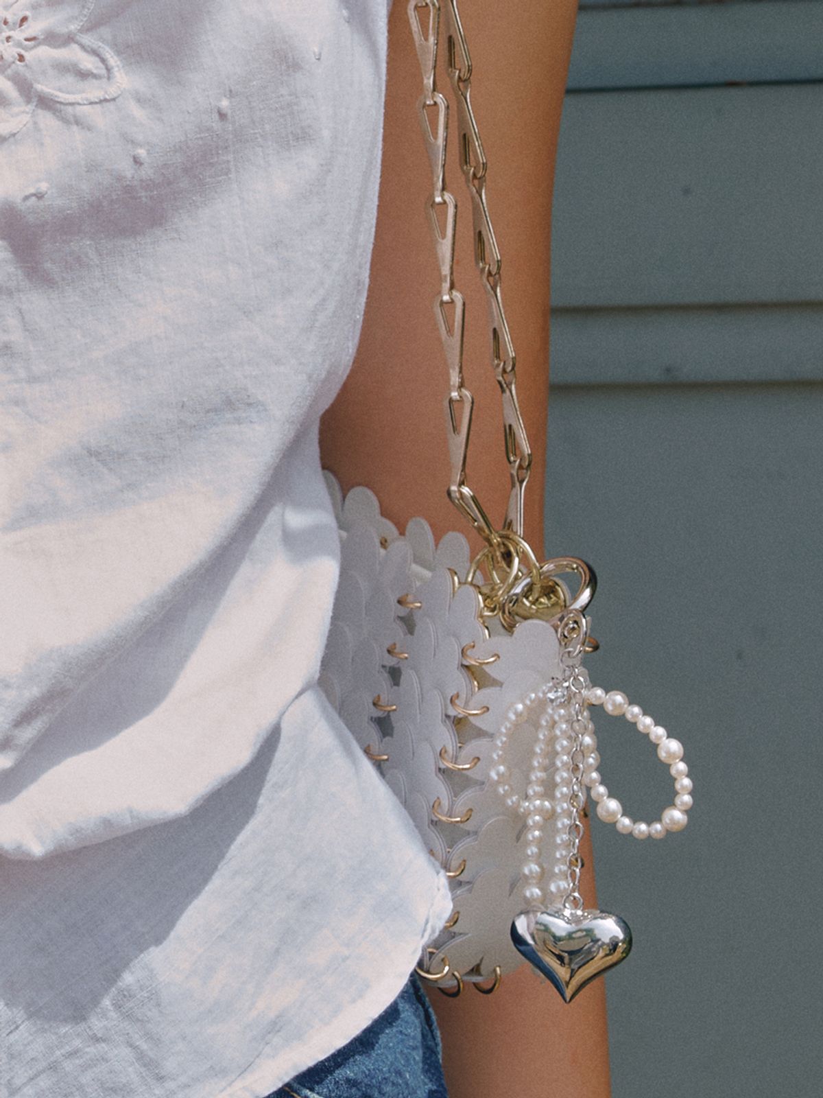 빈티지헐리우드(VINTAGE HOLLYWOOD) Ribbon Pearl Heart Keyring_VH2435KE003M