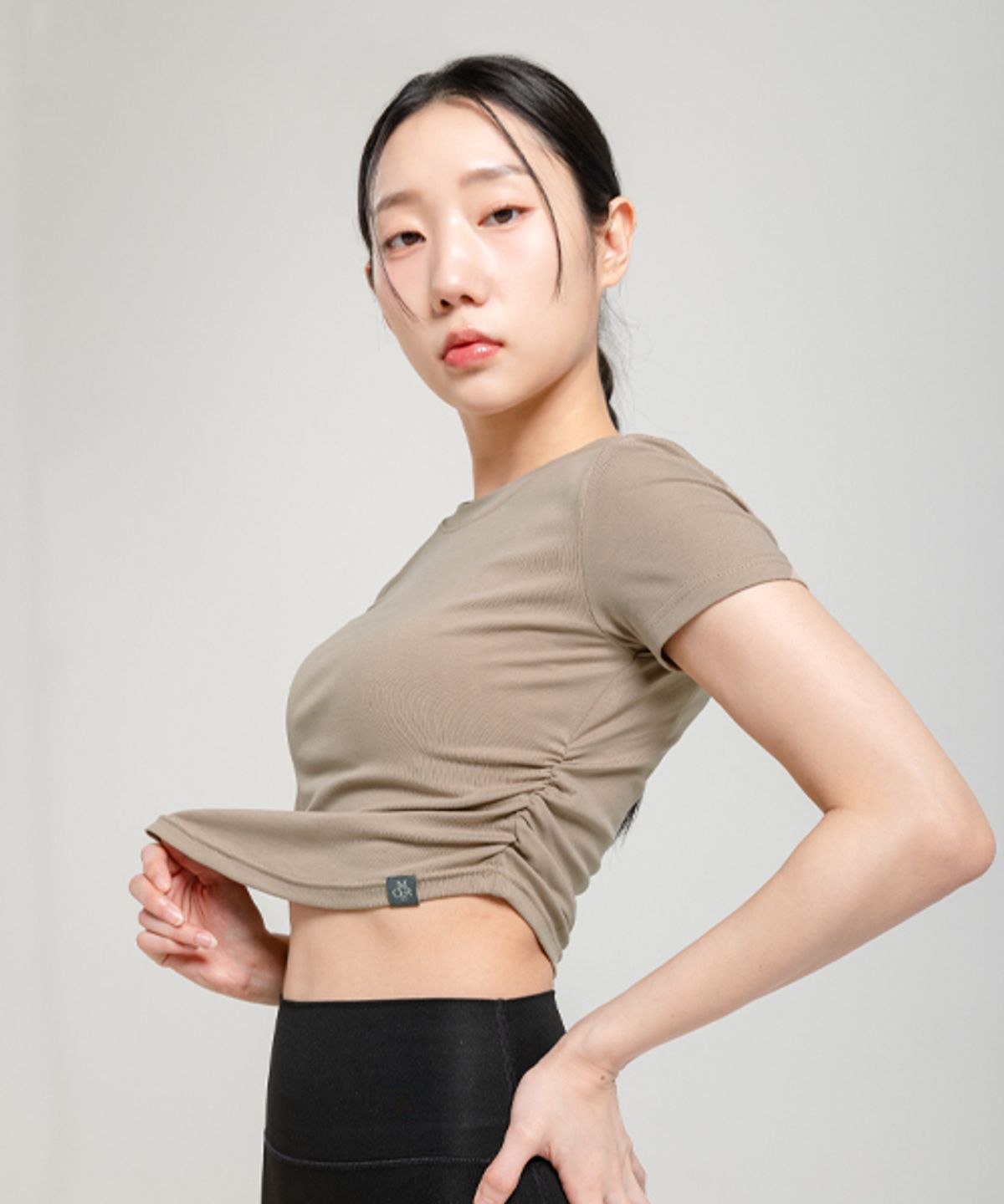 모어아웃(MOREOUT) 여성요가복 유니 크롭 티셔츠 4TT4447