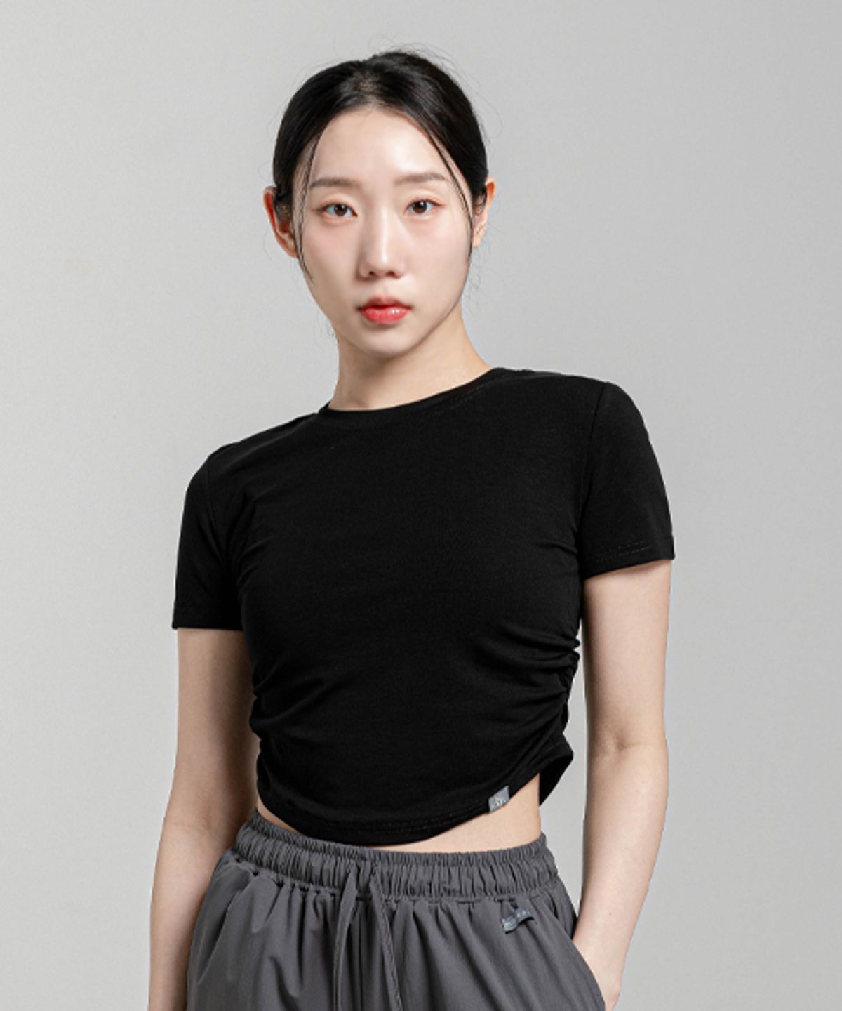 모어아웃(MOREOUT) 여성요가복 유니 크롭 티셔츠 4TT4447