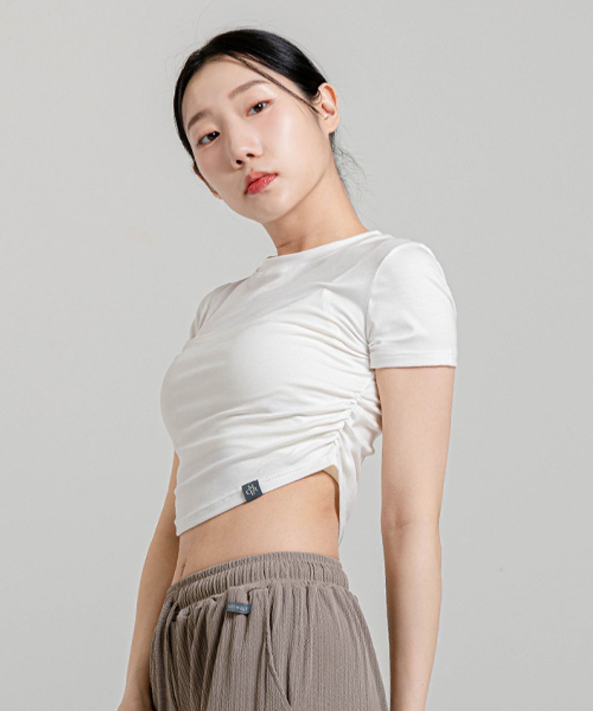 모어아웃(MOREOUT) 여성요가복 유니 크롭 티셔츠 4TT4447