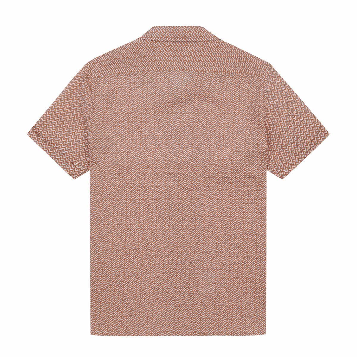 페라로 밀라노(FERRAROMILANO) 남성 서커 헤링본 프린트 카라 셔츠 오렌지 (A0C825766)