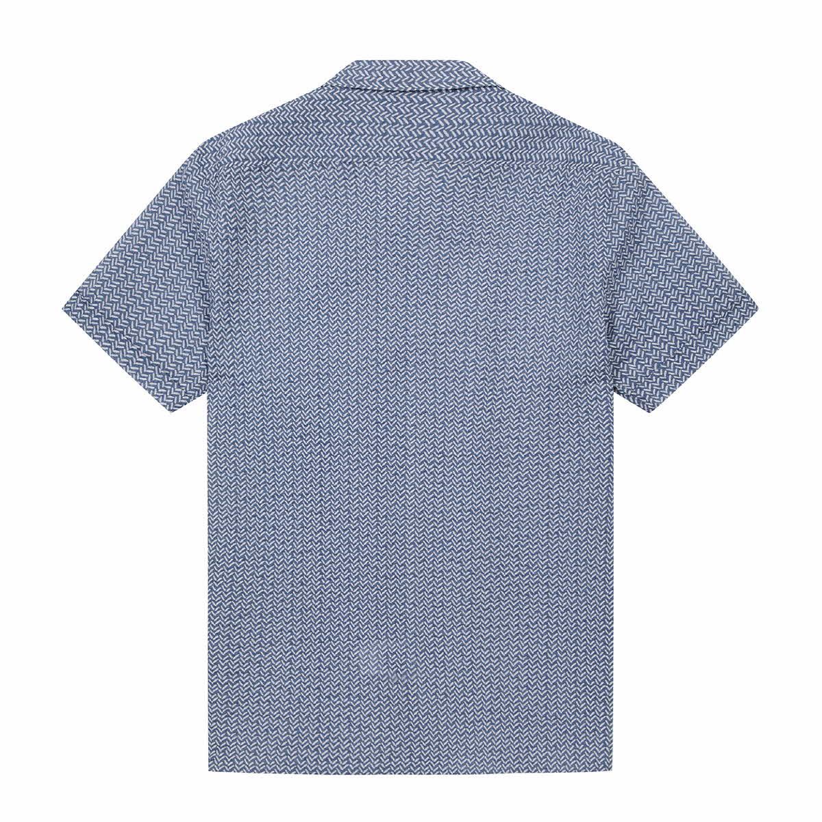 페라로 밀라노(FERRAROMILANO) 남성 서커 헤링본 프린트 카라 셔츠 다크블루 (A0C825745)