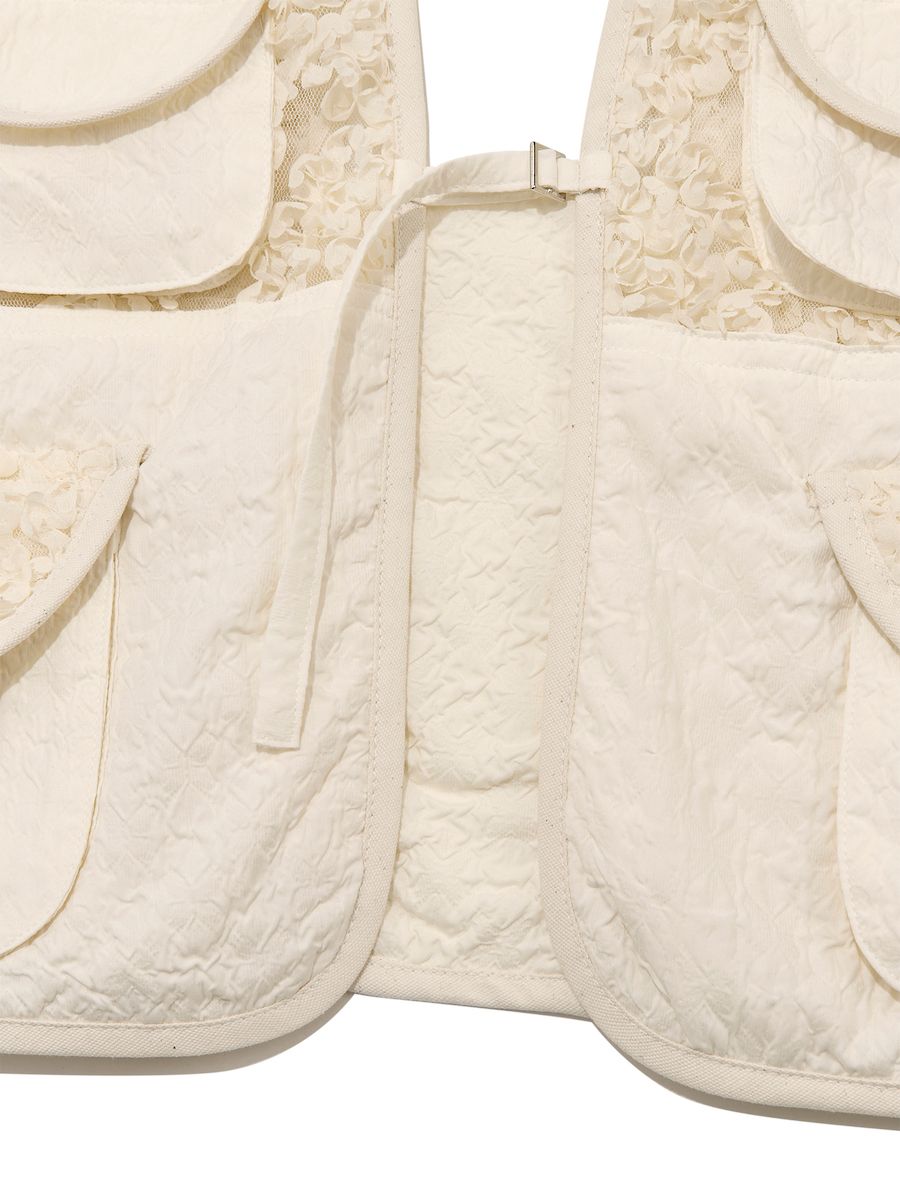 MUSINSA公式 | GLOWNY GG LACE CARGO VEST (IVORY)
