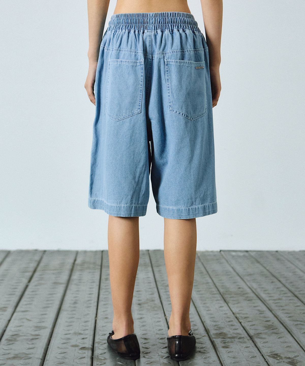 닉앤니콜(NICK&NICOLE) WASHED BANDING BURMUDA DENIM PANTS_SKY BLUE