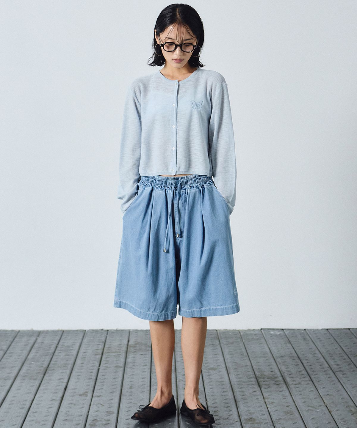 닉앤니콜(NICK&NICOLE) WASHED BANDING BURMUDA DENIM PANTS_SKY BLUE