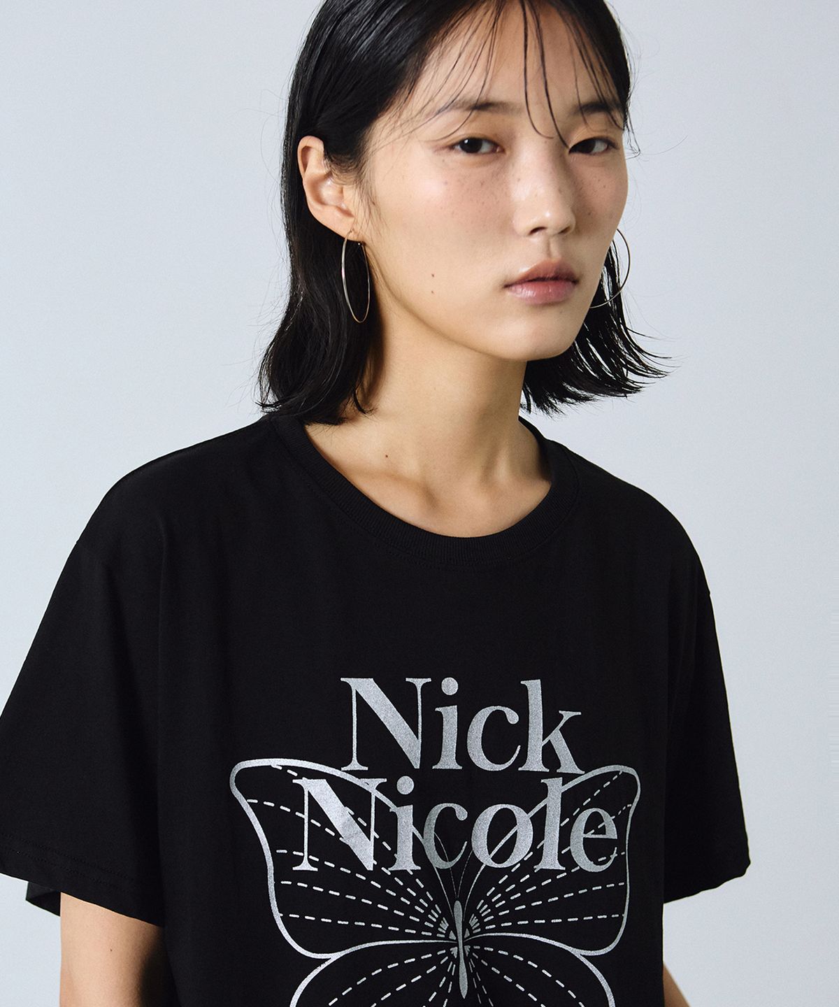 닉앤니콜(NICK&NICOLE) BIG BUTTERFLY SLEEVE TOP_BLACK SILVER