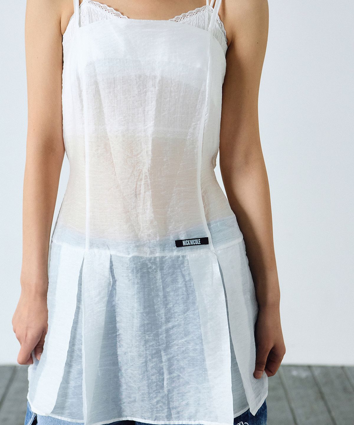 닉앤니콜(NICK&NICOLE) SHEER LAYERED STRAP DRESS_WHITE