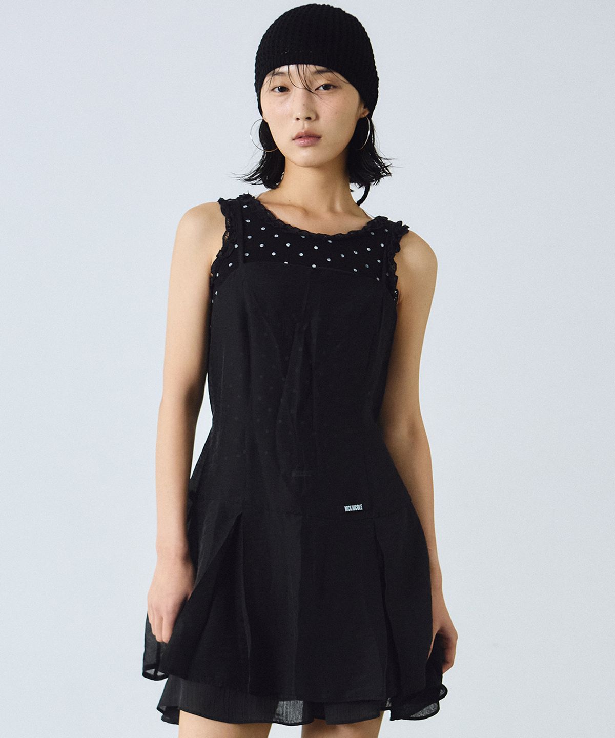 닉앤니콜(NICK&NICOLE) SHEER LAYERED STRAP DRESS_BLACK