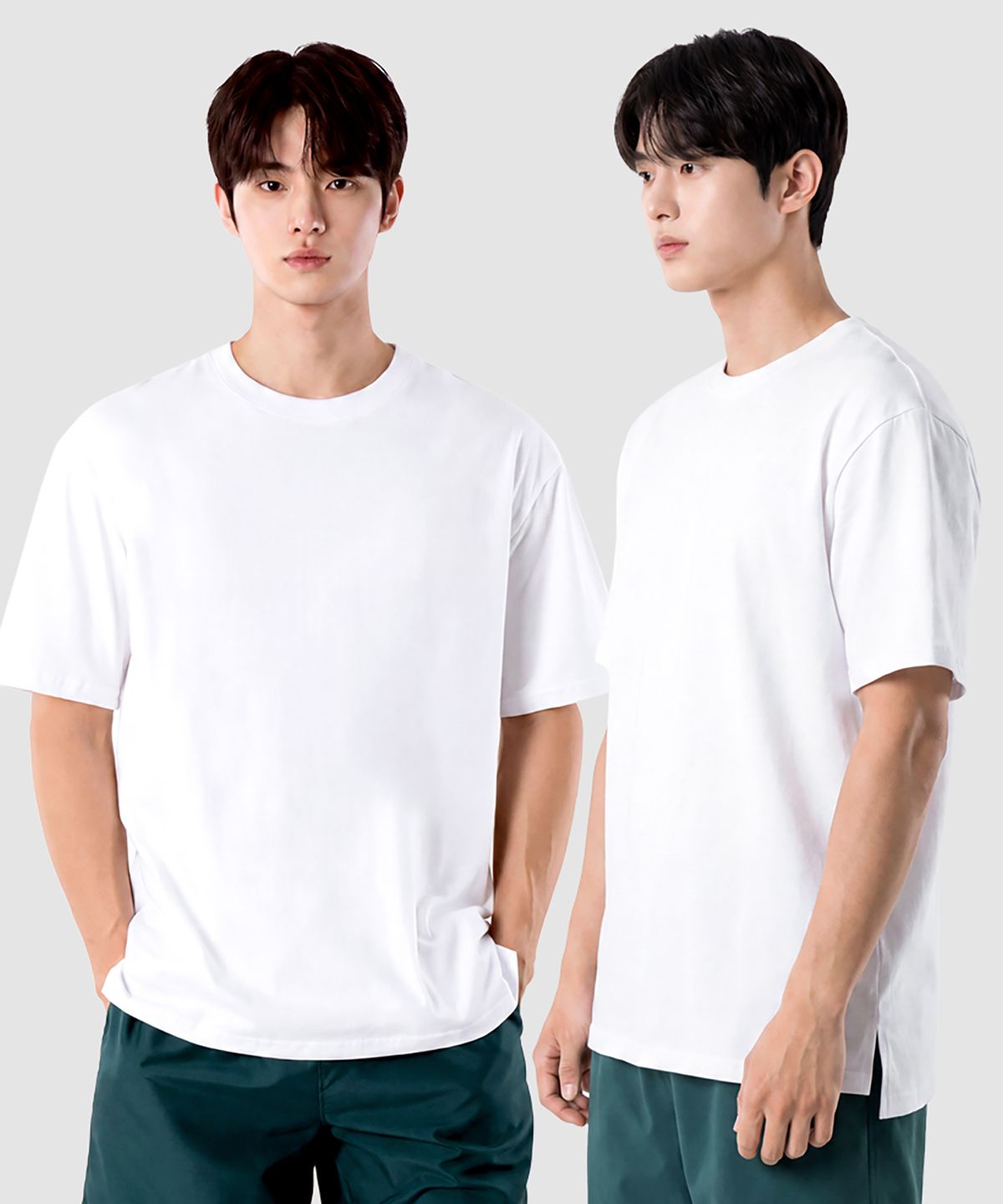 아르메데스(ARMEDES) [2PACK] 레이어드 20수 언발 옆트임 라운드 반팔티셔츠 AR-509