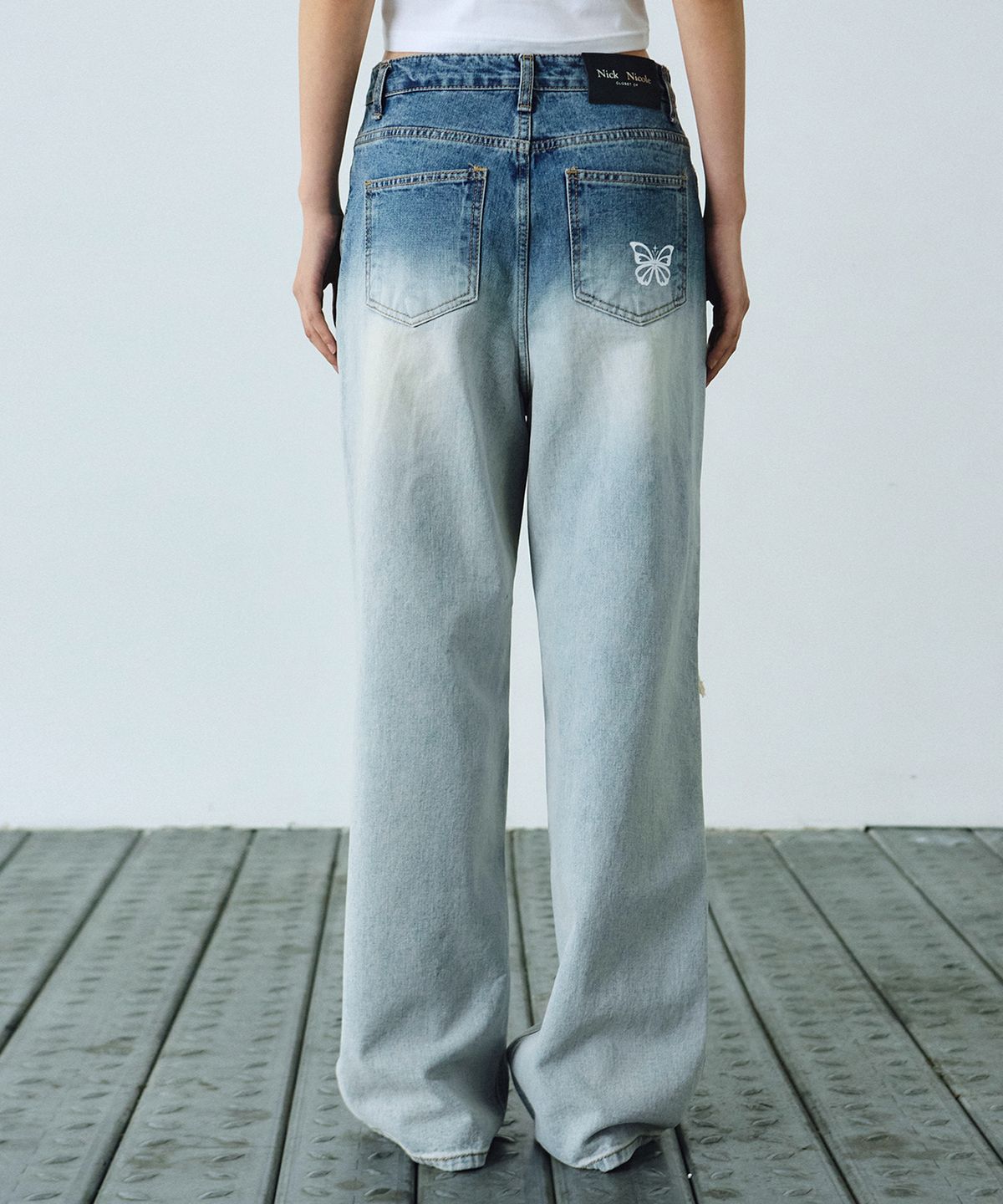 닉앤니콜(NICK&NICOLE) BUTTERFLY FADED WASHING DENIM PANTS_BLUE