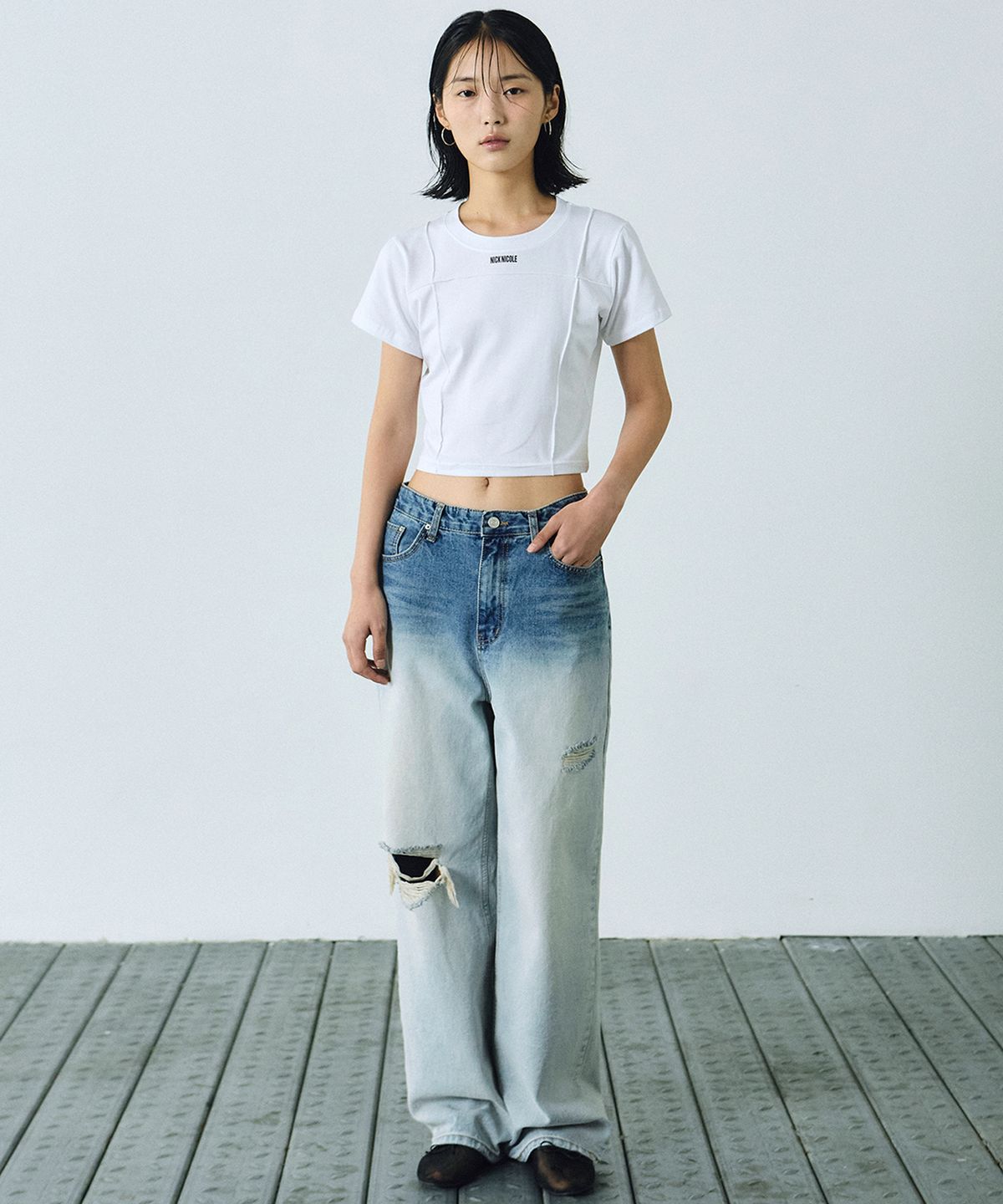 닉앤니콜(NICK&NICOLE) BUTTERFLY FADED WASHING DENIM PANTS_BLUE
