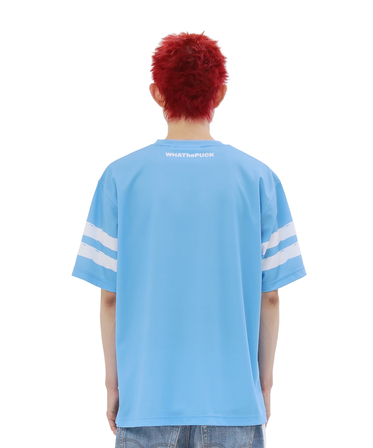 왓더퍽(WHATHEPUCK) PUCK 로고 하키 티셔츠 스카이