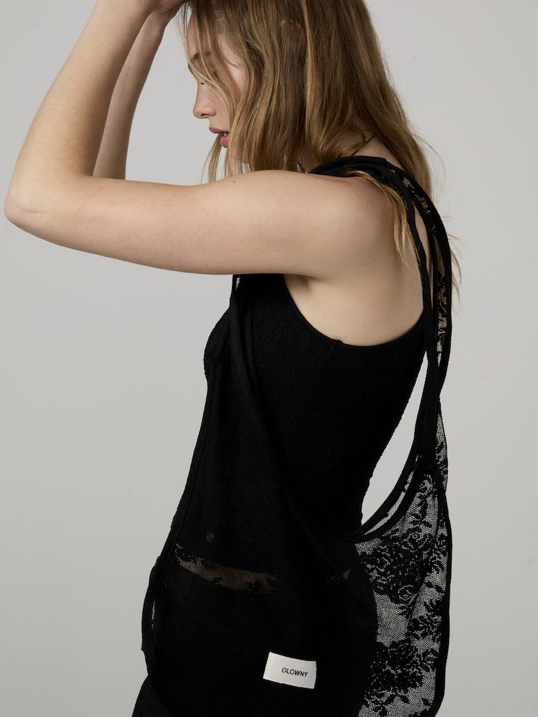 MUSINSA | GLOWNY FLORAL LACE BAG (BLACK)