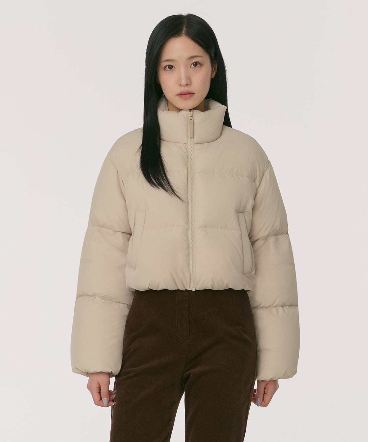 무신사 스탠다드 우먼(MUSINSA STANDARD WOMAN) 우먼즈 다운 푸퍼 크롭 패딩 재킷 [베이지]