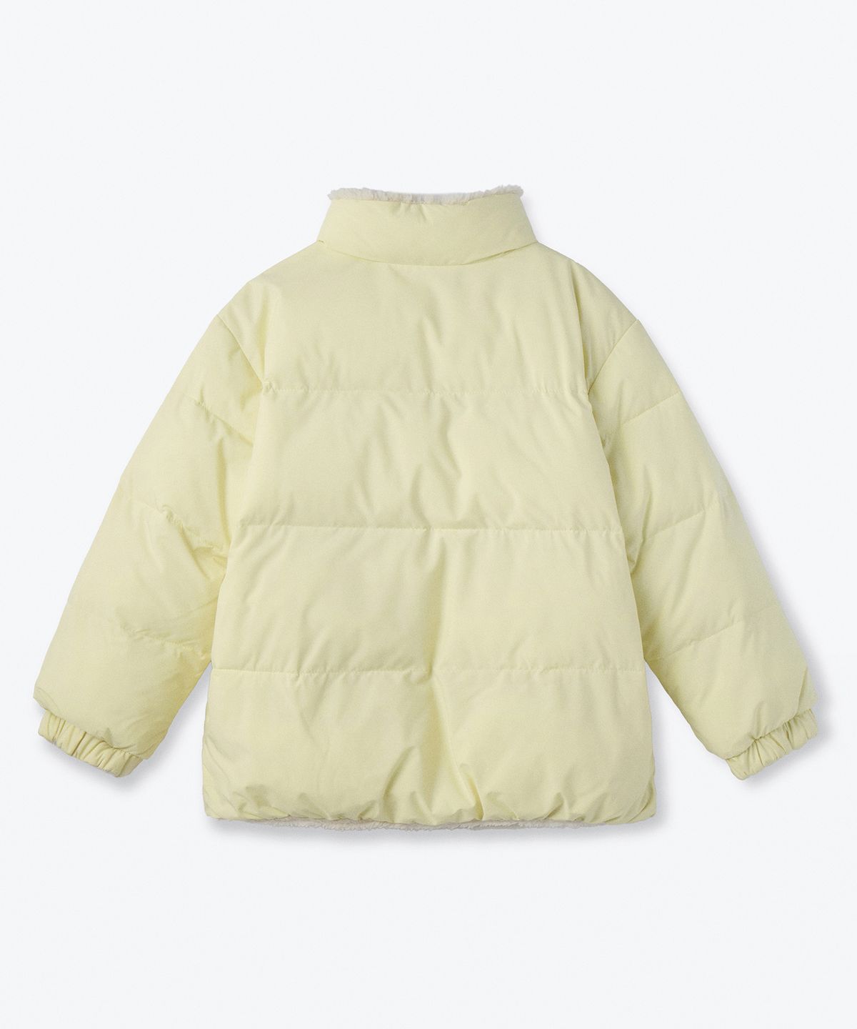 무신사 스탠다드 키즈(MUSINSA STANDARD KIDS) 데일리 푸퍼 리버서블 플리스 숏 패딩 재킷 [레몬/크림]
