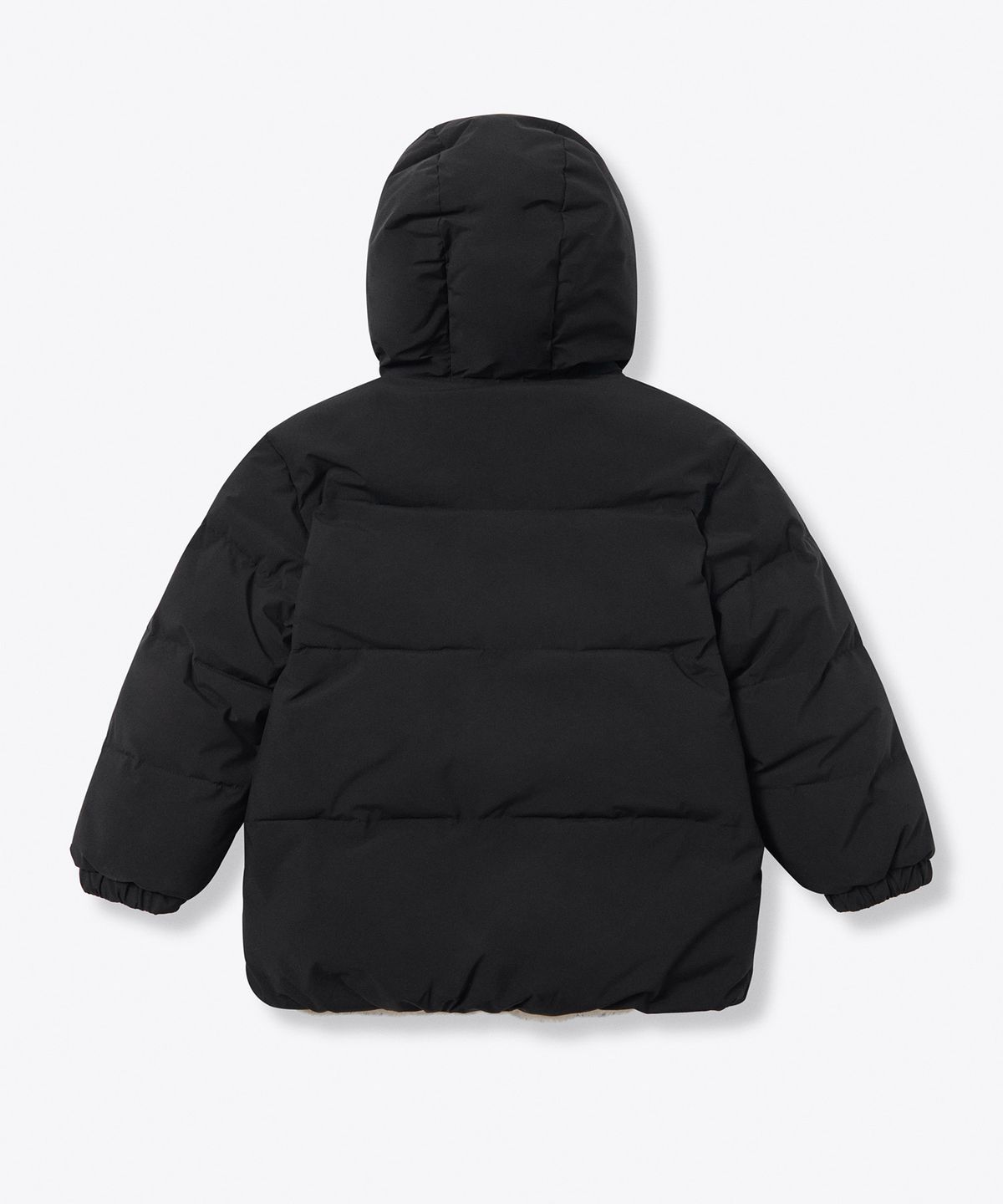 무신사 스탠다드 키즈(MUSINSA STANDARD KIDS) 데일리 푸퍼 리버서블 플리스 후디드 패딩 재킷 [블랙/크림]