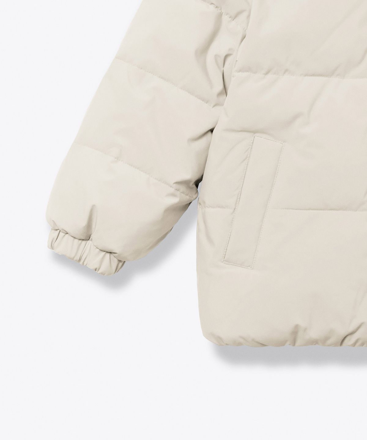 무신사 스탠다드 키즈(MUSINSA STANDARD KIDS) 데일리 푸퍼 리버서블 플리스 후디드 패딩 재킷 [크림/크림]