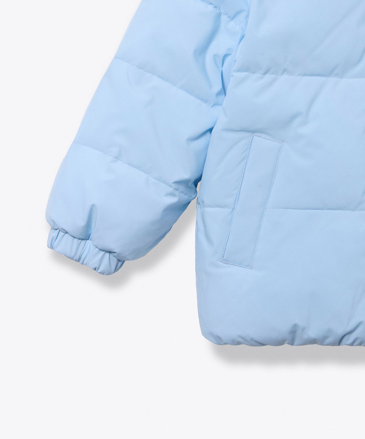 무신사 스탠다드 키즈(MUSINSA STANDARD KIDS) 데일리 푸퍼 리버서블 플리스 후디드 패딩 재킷 [스카이 블루/크림]