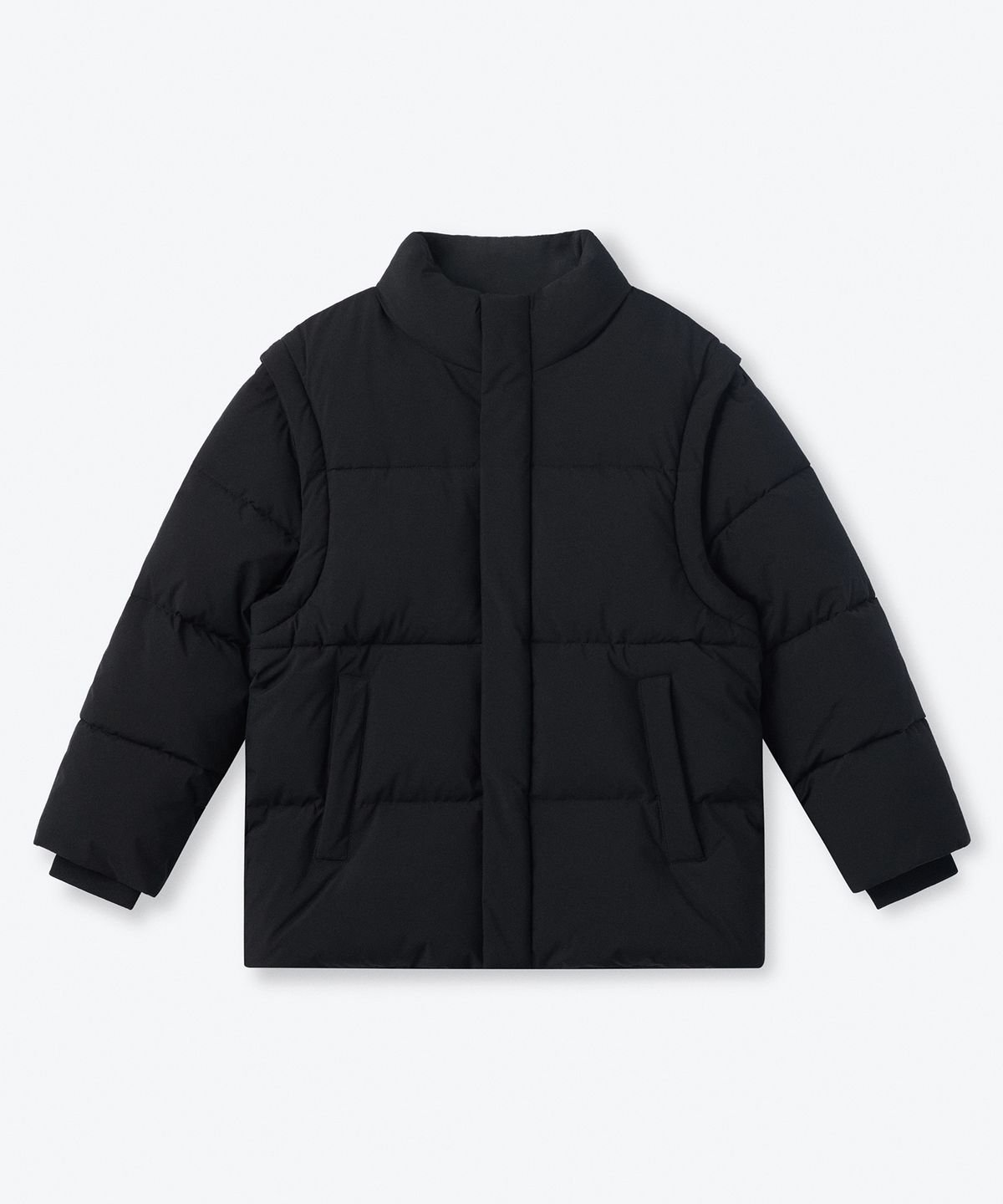 무신사 스탠다드 키즈(MUSINSA STANDARD KIDS) 데일리 푸퍼 디태처블 슬리브 숏 패딩 재킷 [블랙]