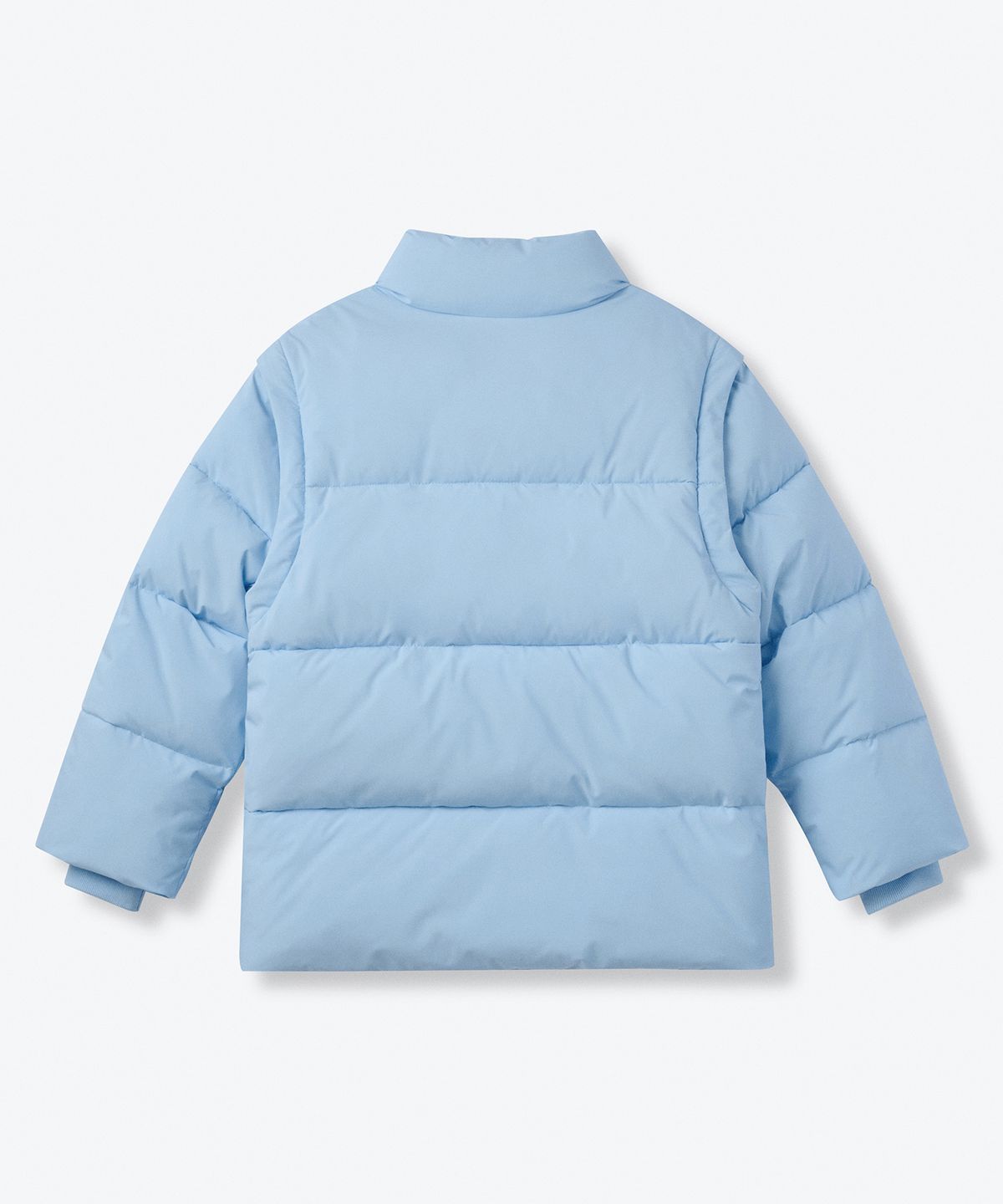 무신사 스탠다드 키즈(MUSINSA STANDARD KIDS) 데일리 푸퍼 디태처블 슬리브 숏 패딩 재킷 [스카이 블루]