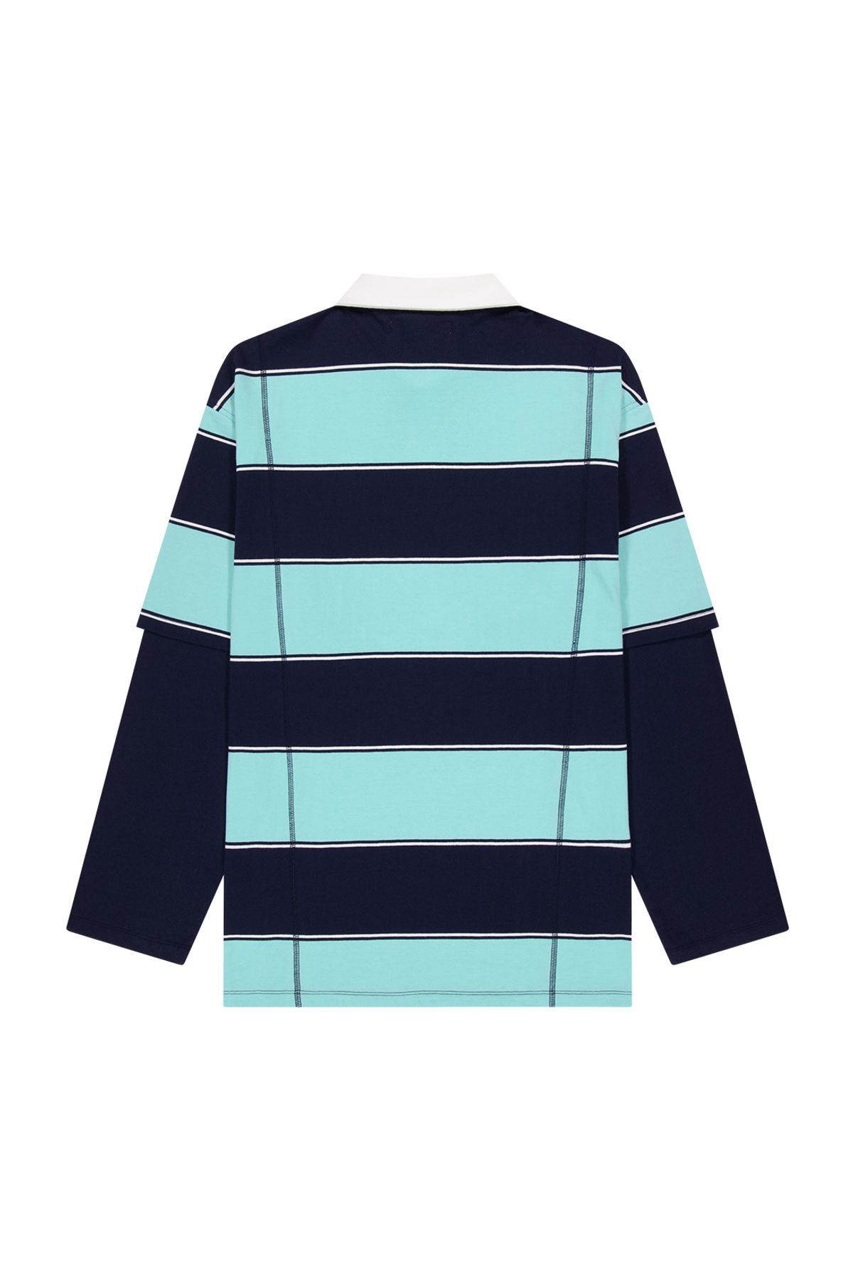 메아(MEA) LAYERED L/S STRIPE POLO  [NAVY]
