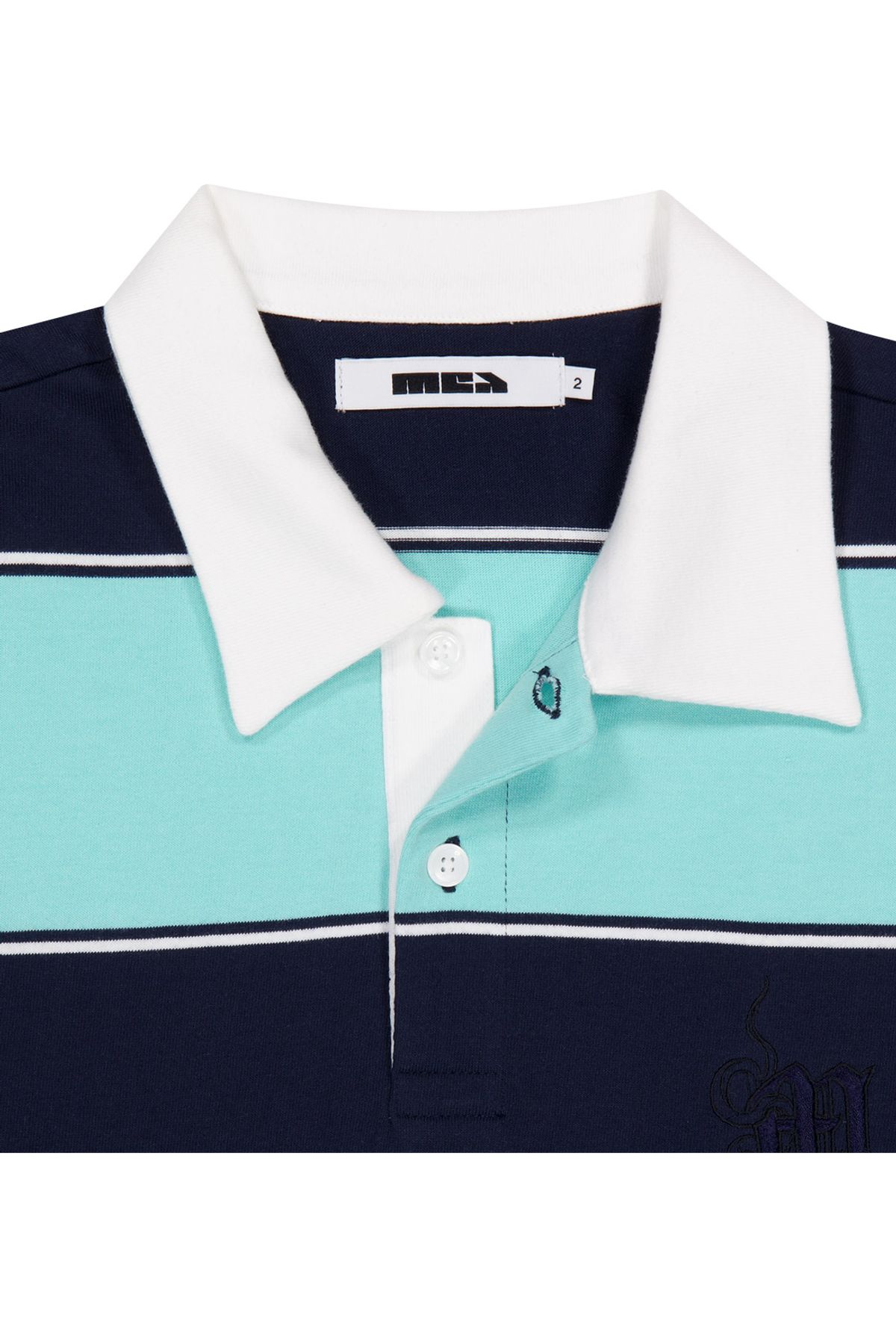 메아(MEA) LAYERED L/S STRIPE POLO  [NAVY]