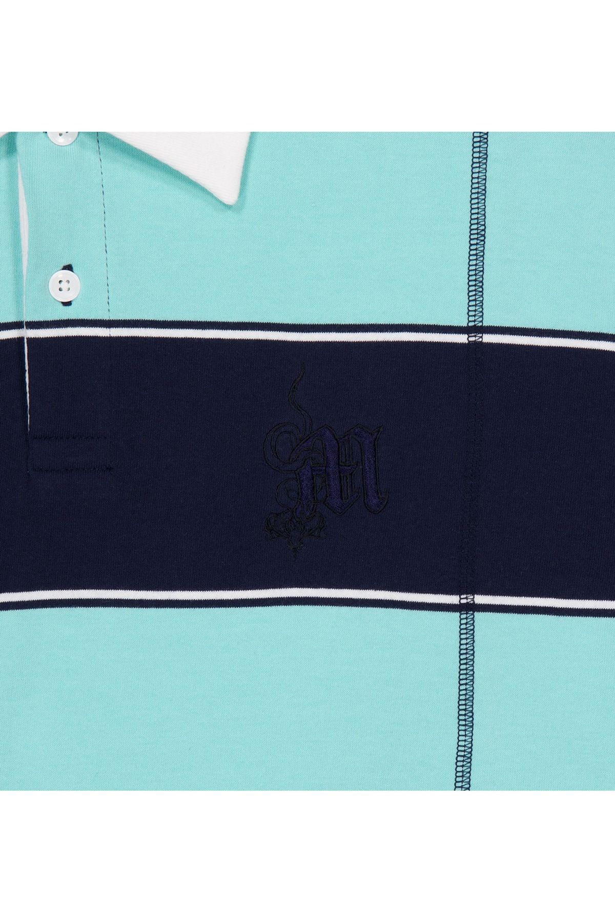 메아(MEA) LAYERED L/S STRIPE POLO  [NAVY]