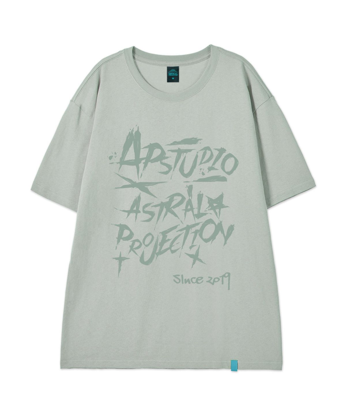 아스트랄 프로젝션(ASTRAL PROJECTION) [러프 레터링]코튼 루즈핏 반팔 티셔츠_더스티 민트