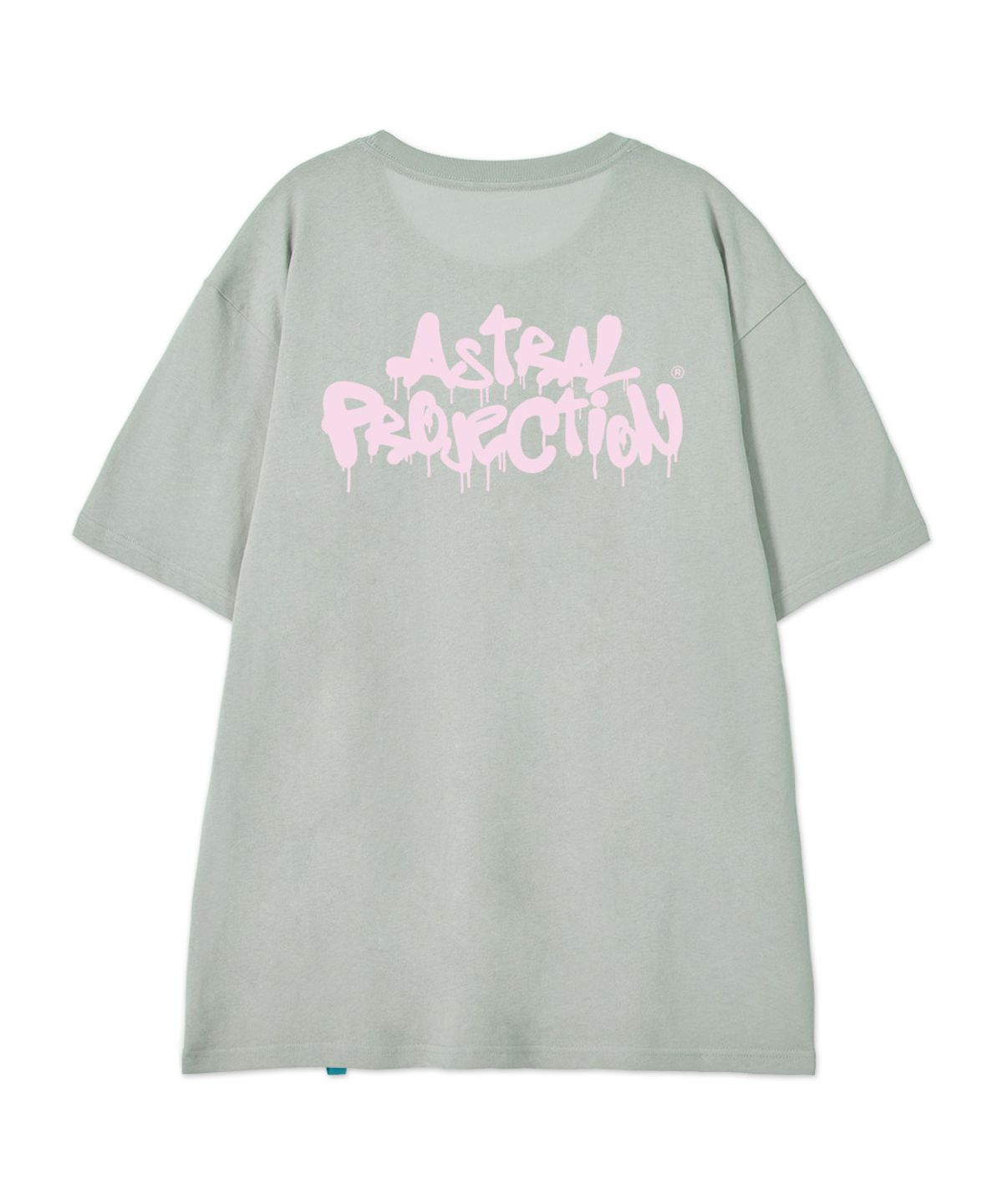 아스트랄 프로젝션(ASTRAL PROJECTION) [브러쉬 그래피티 레터링 로고]코튼 루즈핏 반팔 티셔츠_더스티 민트