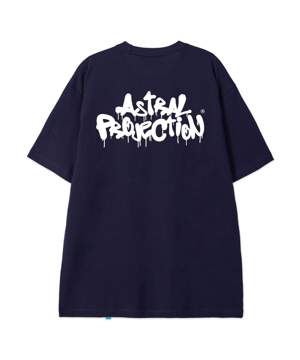 아스트랄 프로젝션(ASTRAL PROJECTION) [브러쉬 그래피티 레터링 로고]코튼 루즈핏 반팔 티셔츠_스페이스 네이비
