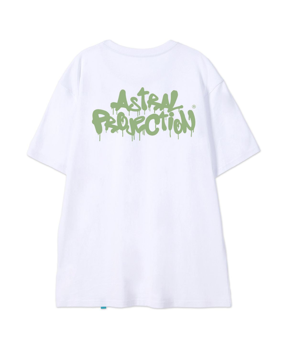 아스트랄 프로젝션(ASTRAL PROJECTION) [브러쉬 그래피티 레터링 로고]코튼 루즈핏 반팔 티셔츠_화이트