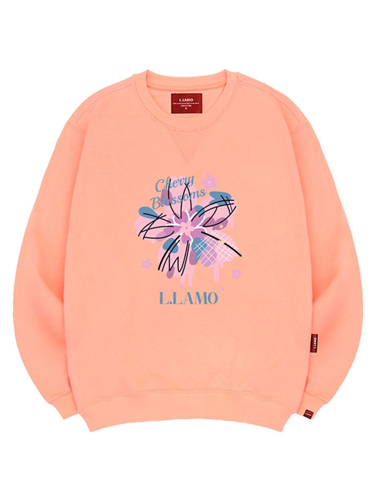 엘라모(LLAMO) 체리블라썸 맨투맨 남녀공용 빅사이즈 S~4XL