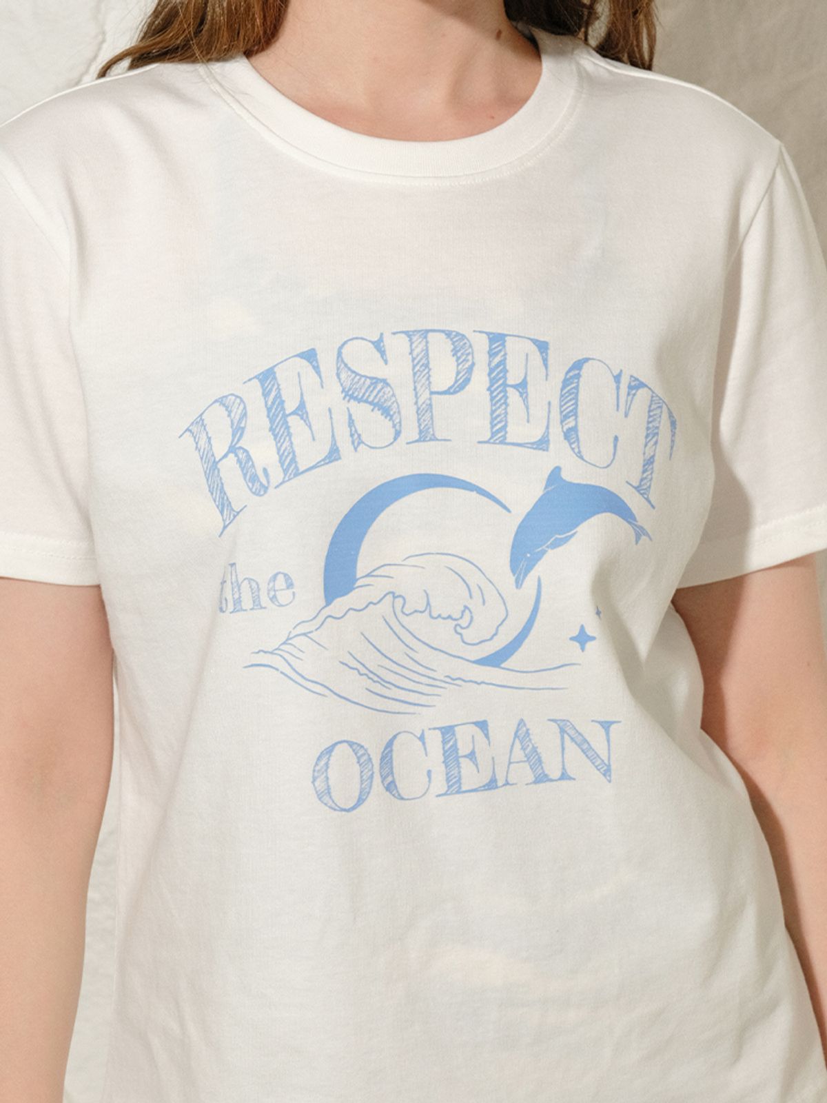 파인베이(FINEBAY) Respect The Ocean Semi Crop T-shirt