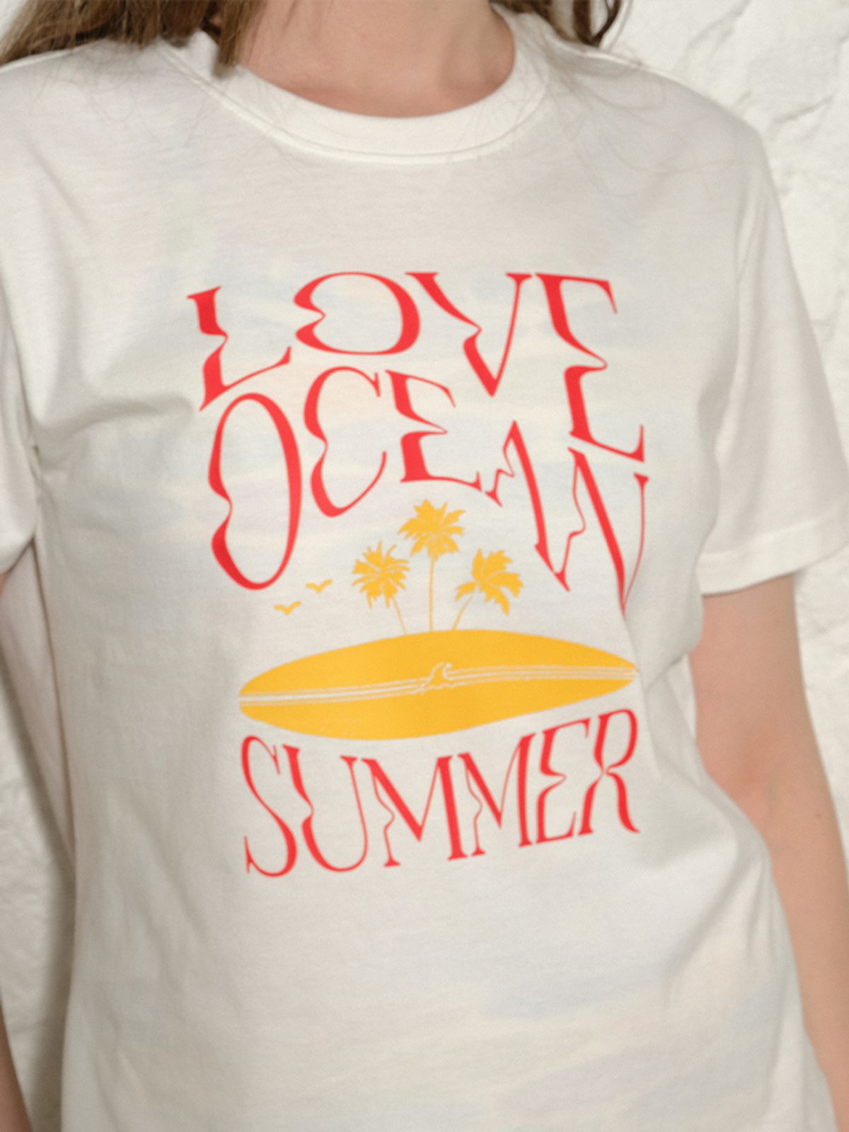 파인베이(FINEBAY) Love Ocean Summer Semi Crop T-shirt
