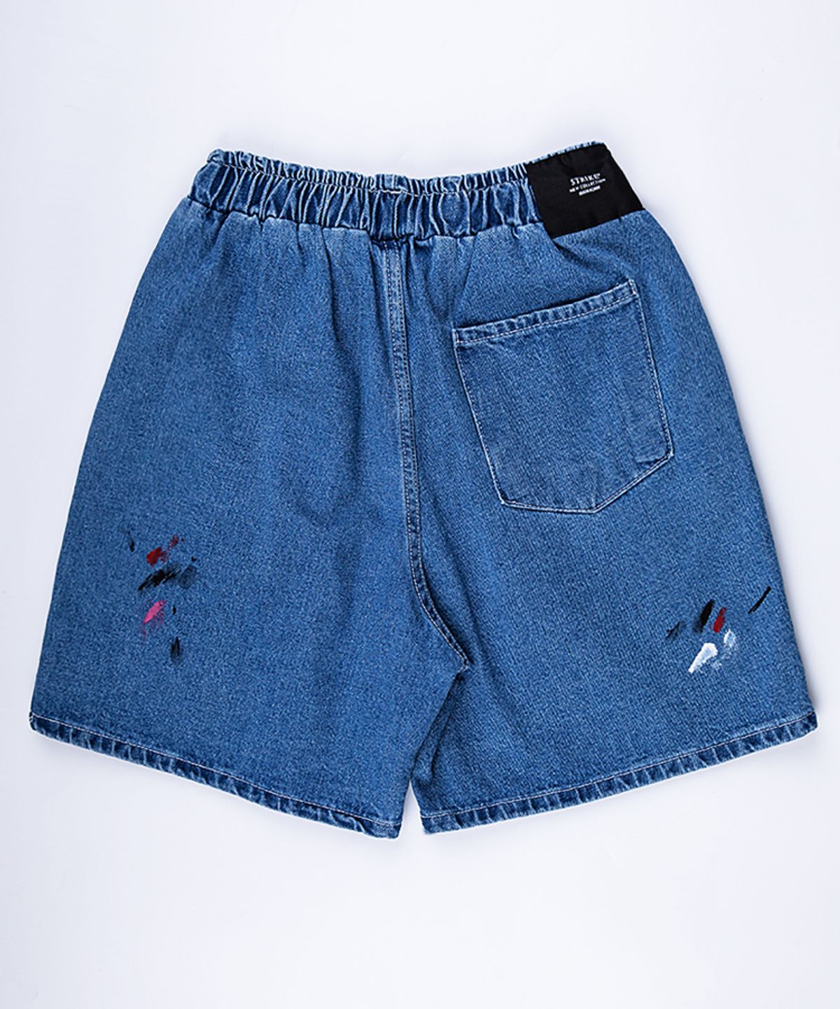 스트라이크(STRIKE) Blue Wash Multi-Hue Painted Denim Shorts (RELAX)